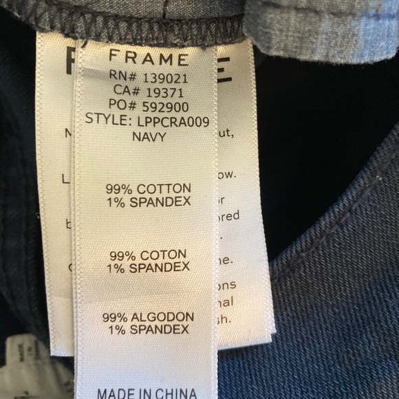 FRAME Navy Wide Leg Cropped Raw Hem Jeans 26 - Picture 8 of 11